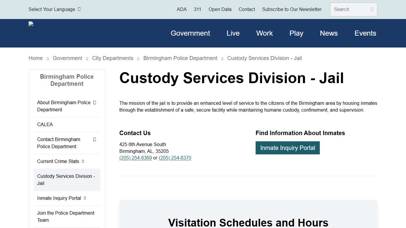 Custody Services Division - Jail | City of Birmingham, Alabama